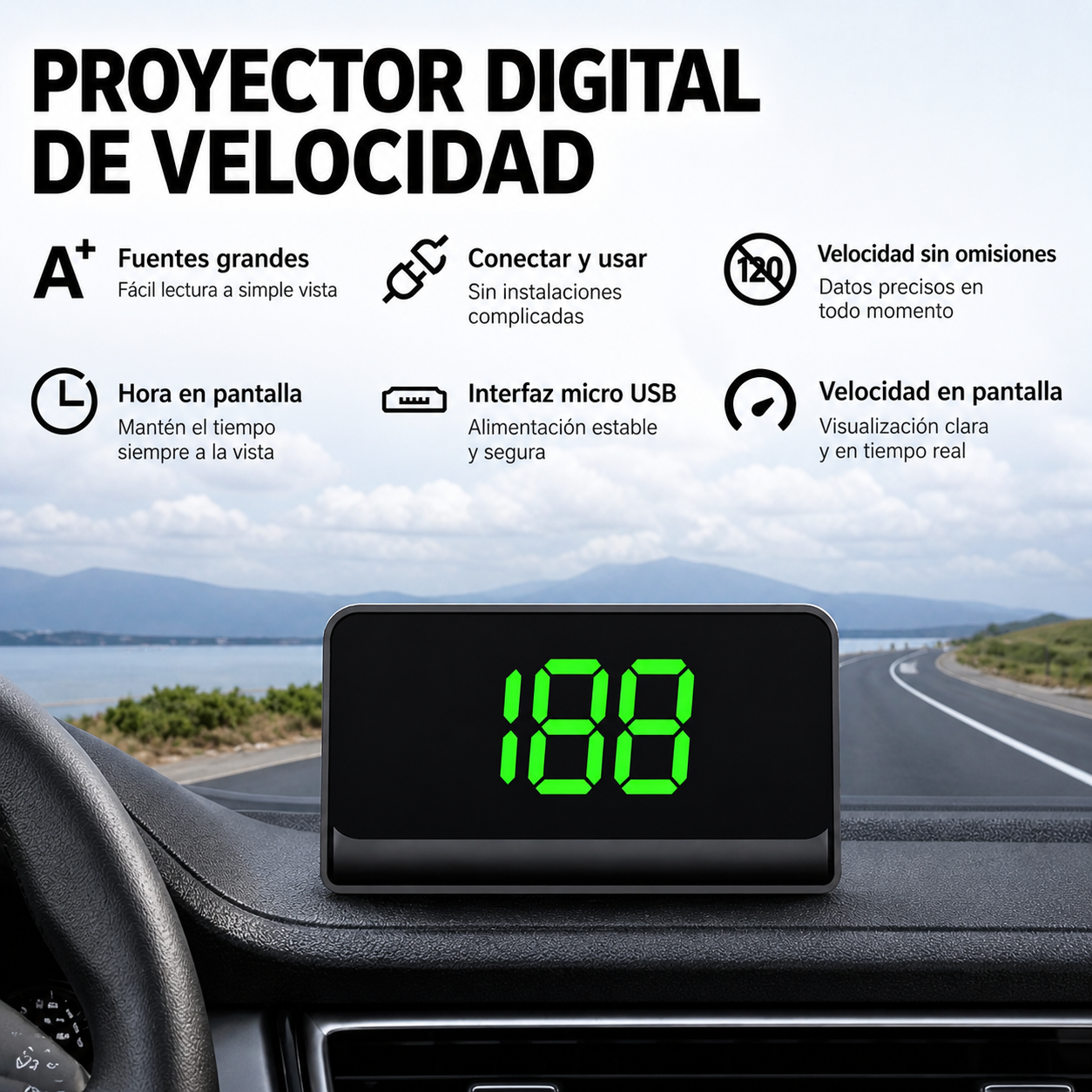 Proyector digital de velocidad por GPS