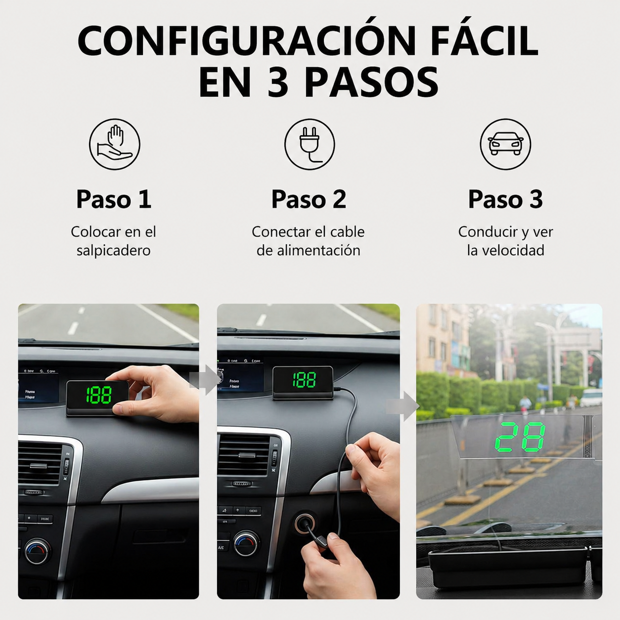 Proyector digital de velocidad por GPS